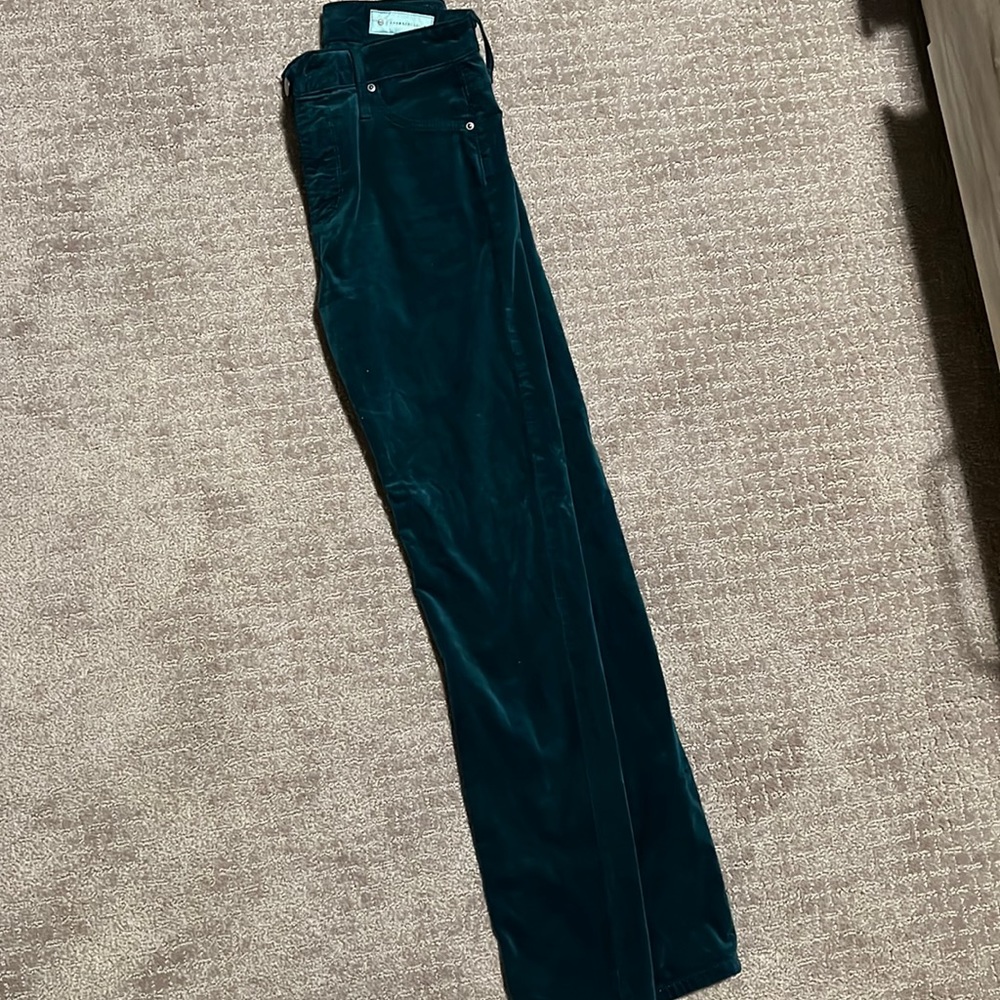 High rise slim velvet pants